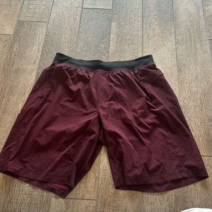 Black and maroon Mens Lululemon shorts